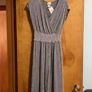 Black and white striped romper size medium